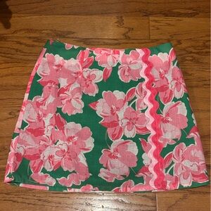 Entro Pink and Green Floral Mini Skirt